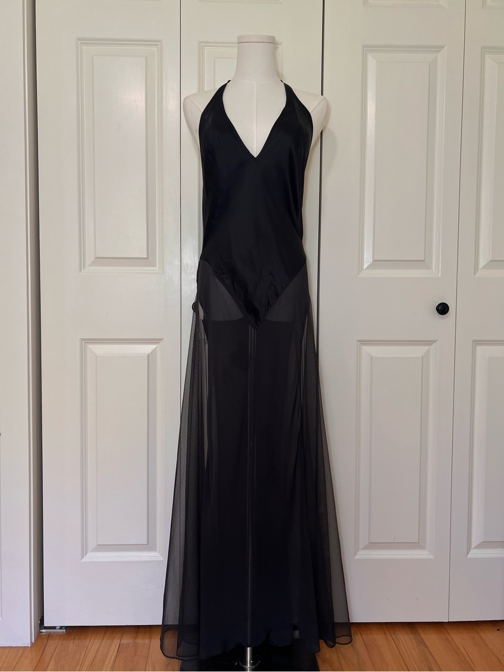 Victoria’s Secret Silk Halter Sheer Mesh Slip Dress